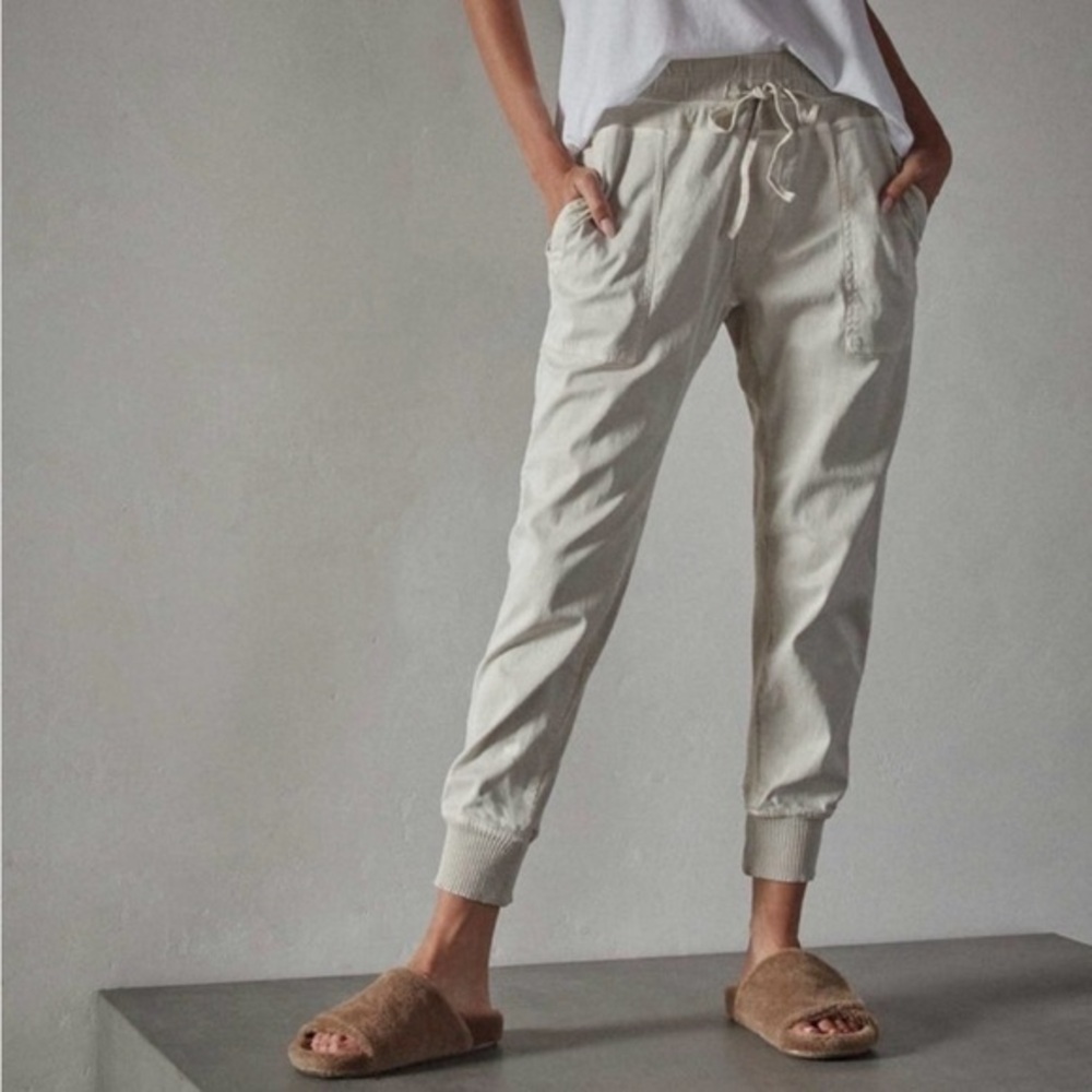 James Standard Mixed Media Jogger Pants in Talc Size 4 (XL)